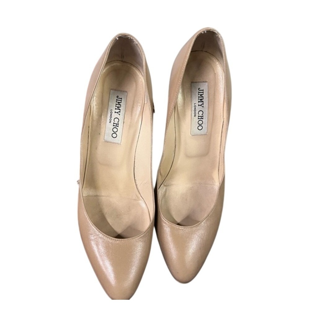 Jimmy Choo AIMEE Nude Leather Pump Mini Platform Heels Shoe EU 39 US 8.5